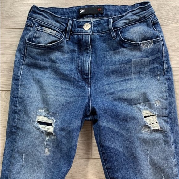 3x1 Raw Hem Distressed Skinny Jeans - Picture 3 of 14